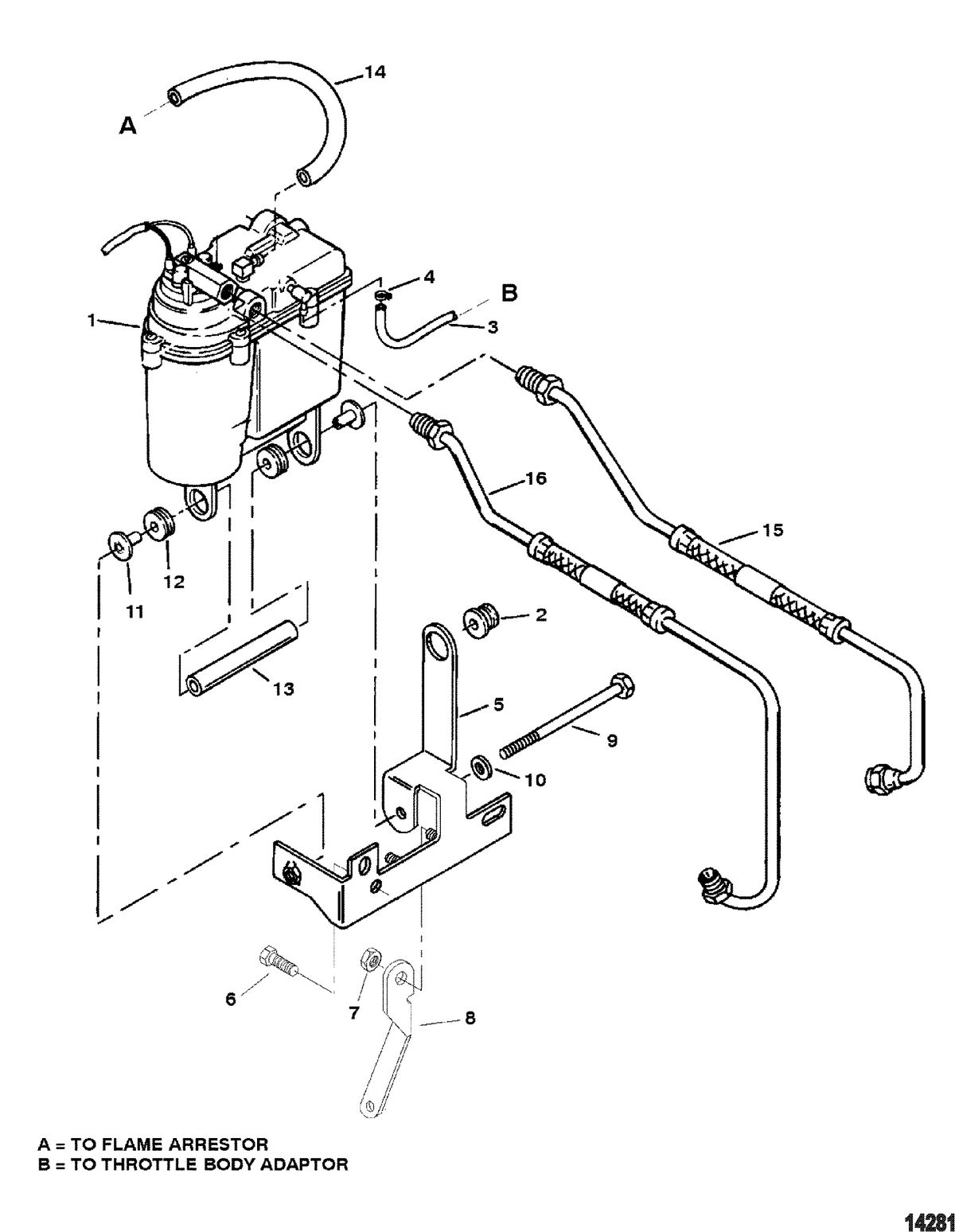 MERCRUISER 262 MAGNUM (EFI - TBI) Vapor Separator Tank And Fuel Lines