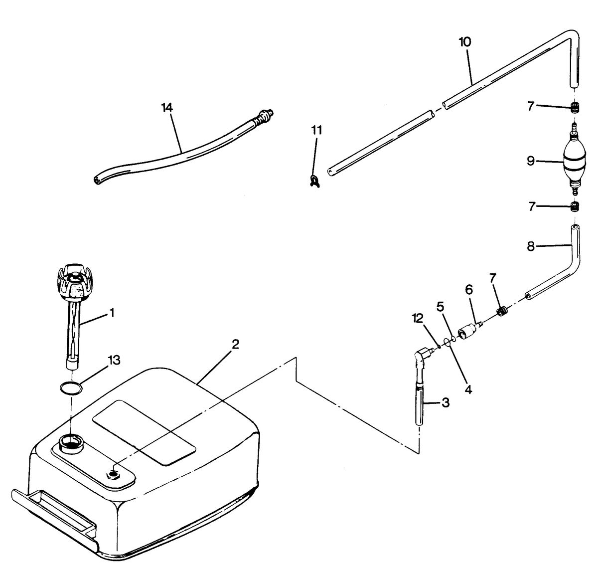 FORCE FORCE 1988 85 H.P. "A" MODELS FUEL TANK AND LINE