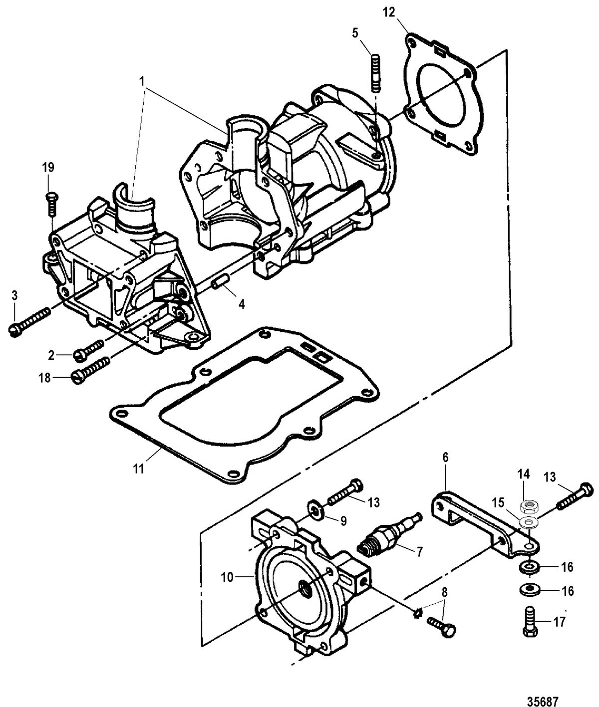 FORCE 5 HP (1998) FORCE CYLINDER BLOCK ASSEMBLY