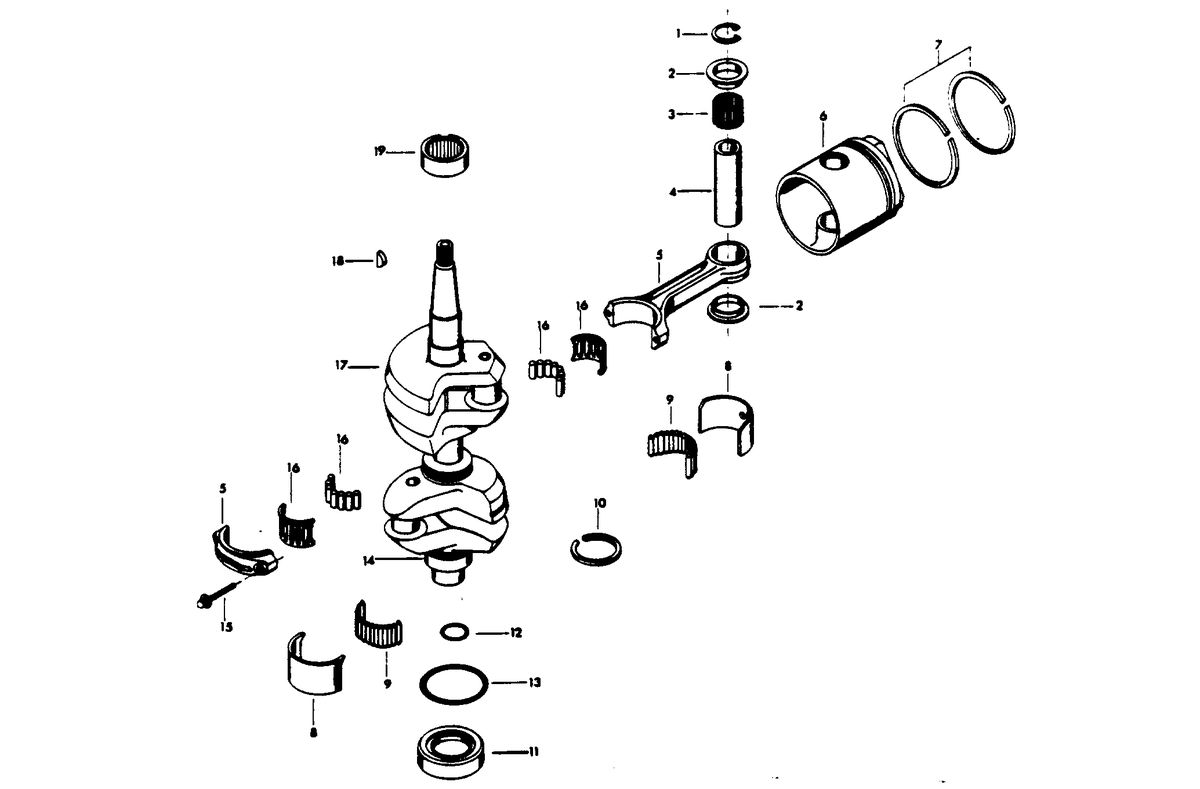 CHRYSLER 25 H.P. CRANKSHAFT AND PISTON GROUP