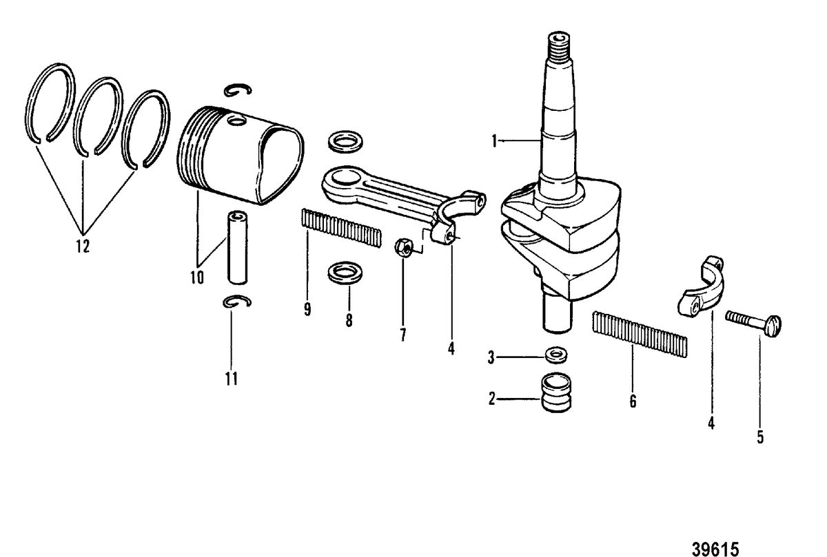 MERCURY 3.6 HP CRANKSHAFT, PISTON AND CONNECTING ROD ASSEMBLY