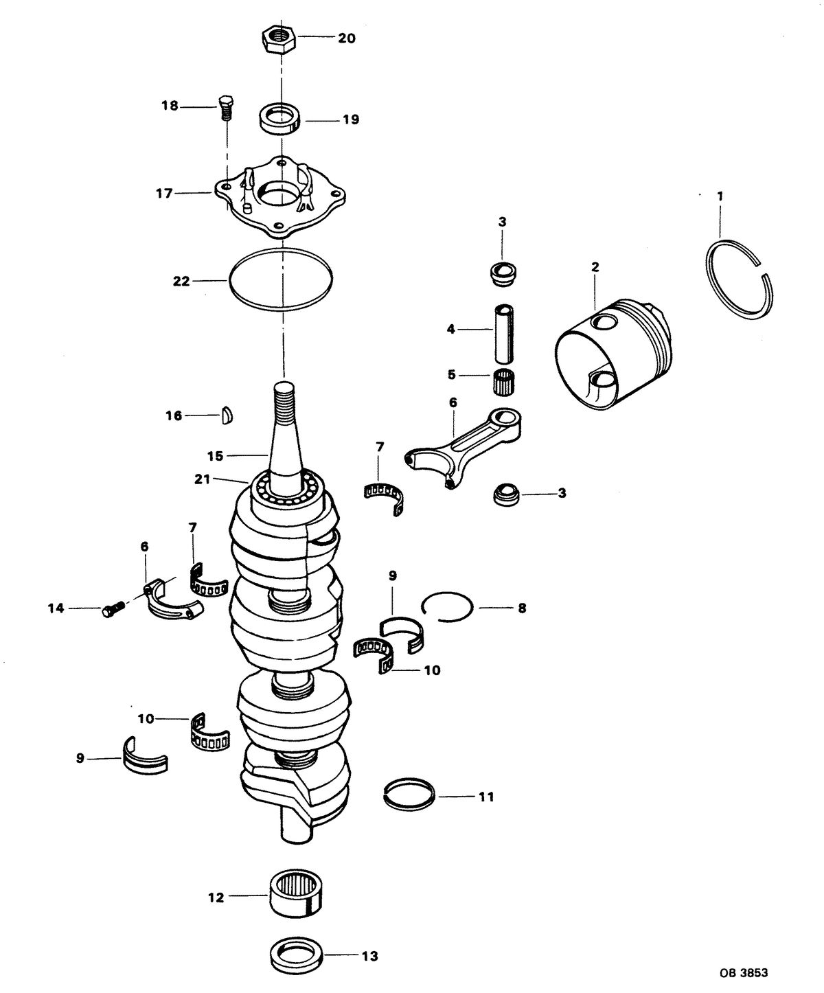 CHRYSLER 100 H.P. CRANKSHAFT AND PISTON GROUP