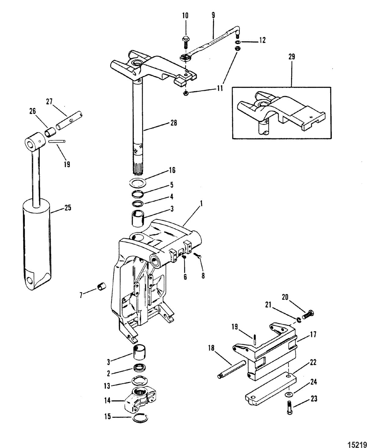 MERCURY/MARINER 75/90 HP (3 CYLINDER) Swivel Bracket And Steering Arm(Casting Number 1499-8709C5)