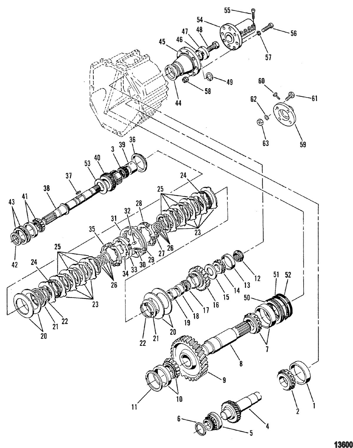 MERCRUISER 530 D-TA / 636 D -TA D183 TURBO AC/D219AC Transmission(8 Degree Down) (Internal Components)