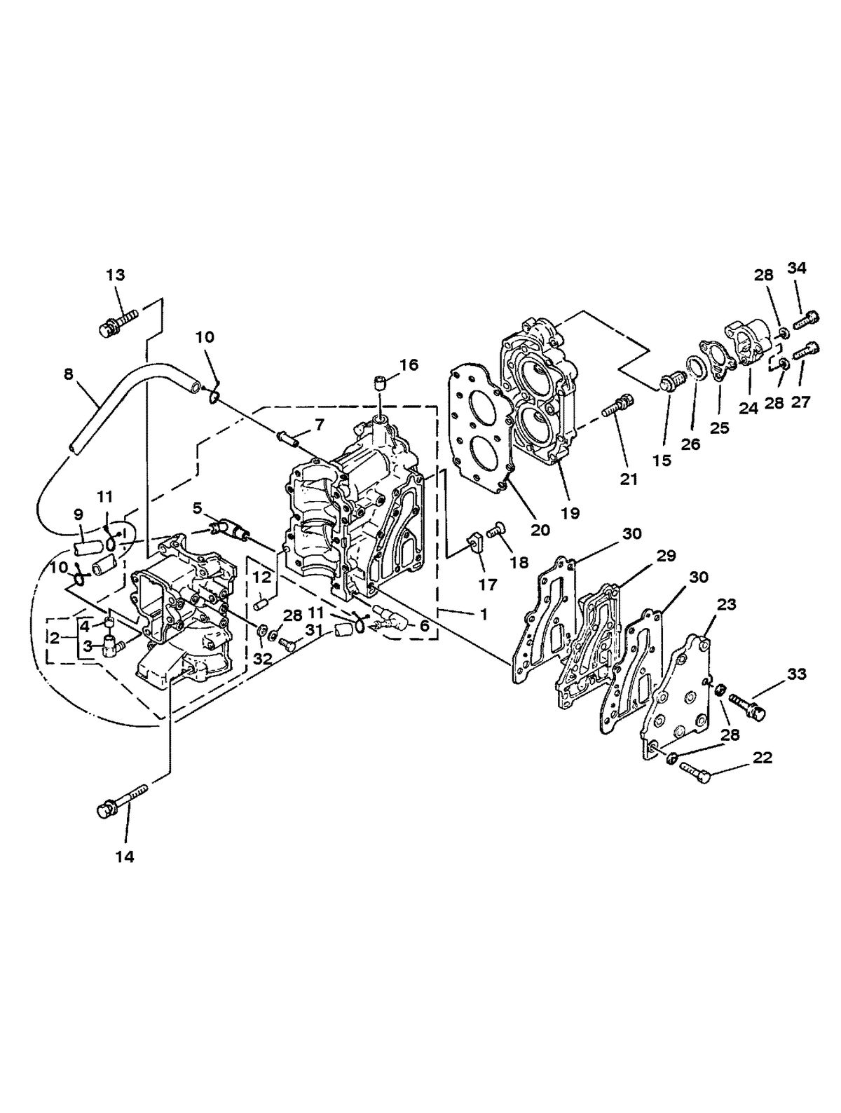 MARINER 8 H.P. K CRANKCASE AND CYLINDER HEAD