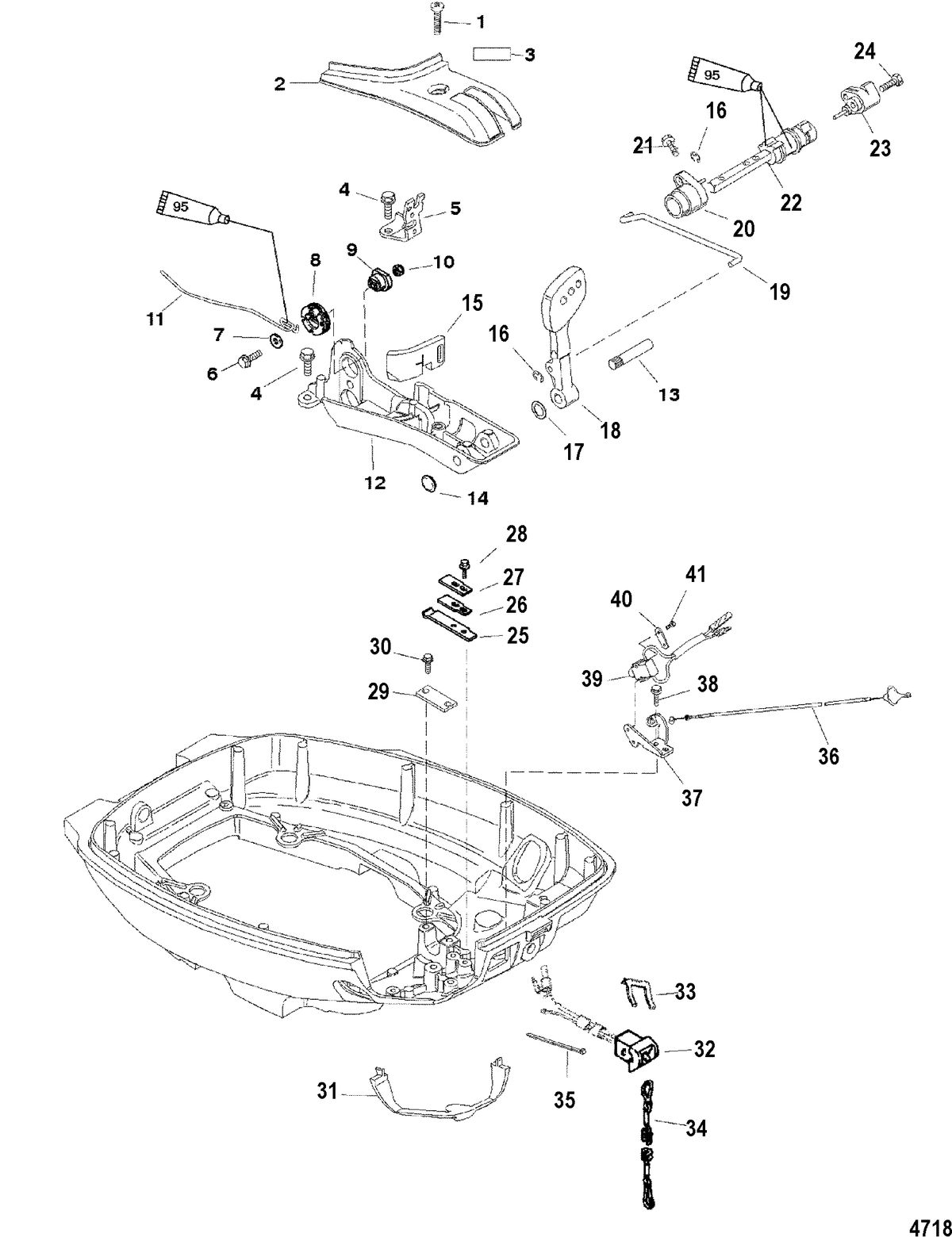 MERCURY/MARINER 13.5/15/15 BODENSEE (4-STROKE) Throttle/Shift Linkage(Handle Models)