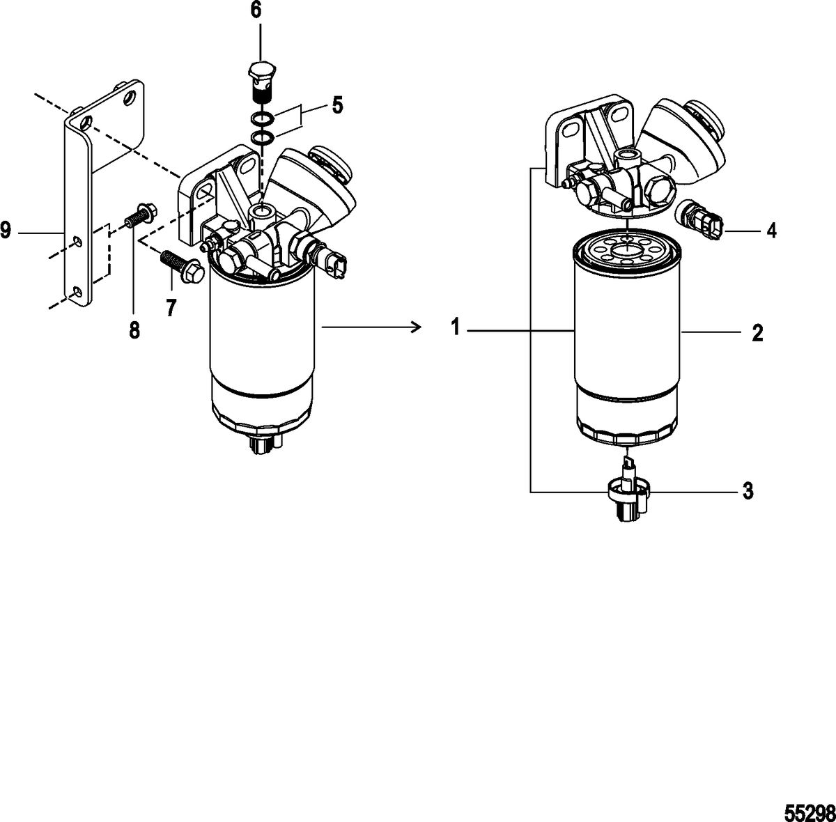 MERCRUISER 2.0L I4 115-130HP DIESEL Fuel Filter Assembly