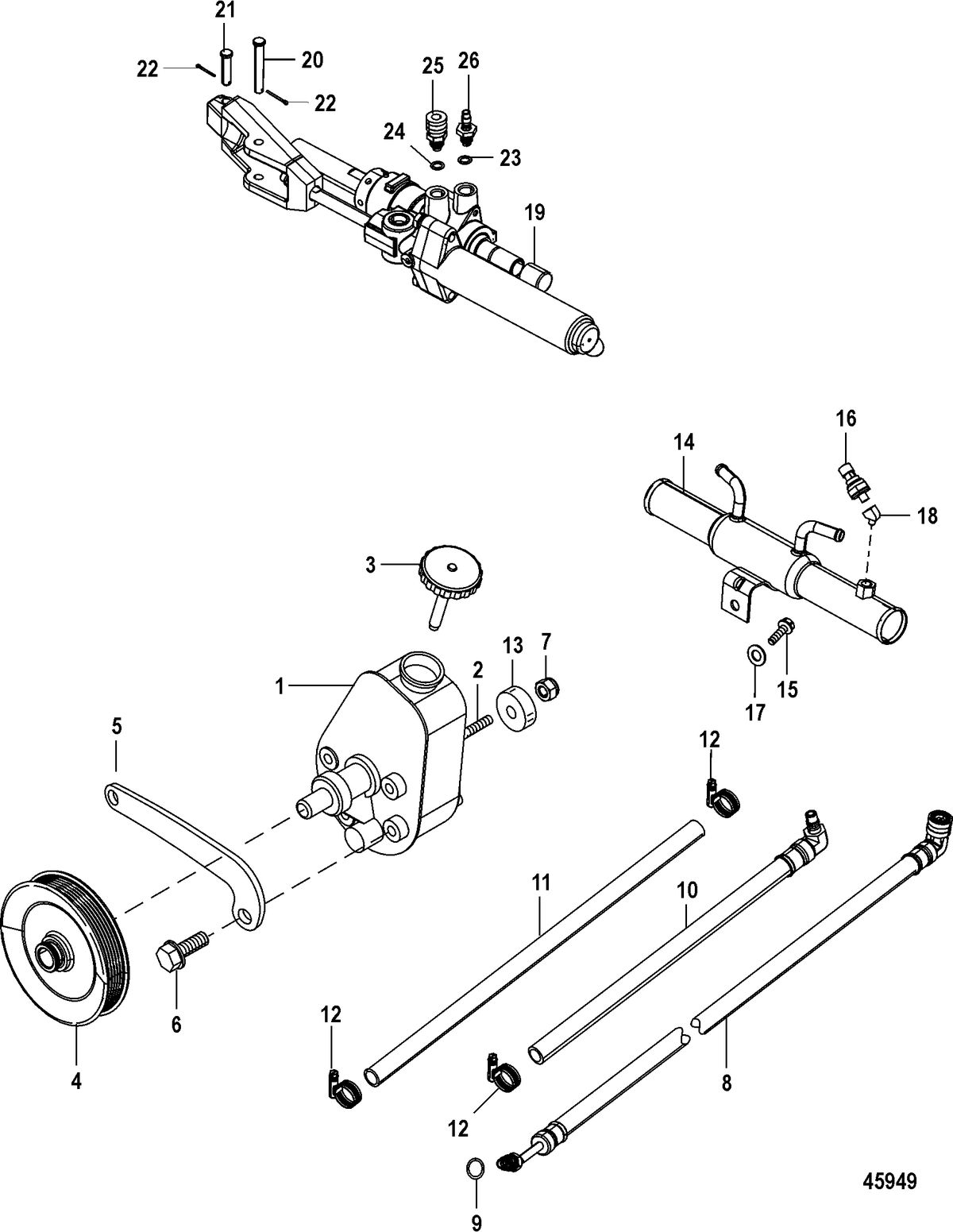 MERCRUISER 4.3L MPI ALPHA/BRAVO EC Steering Components