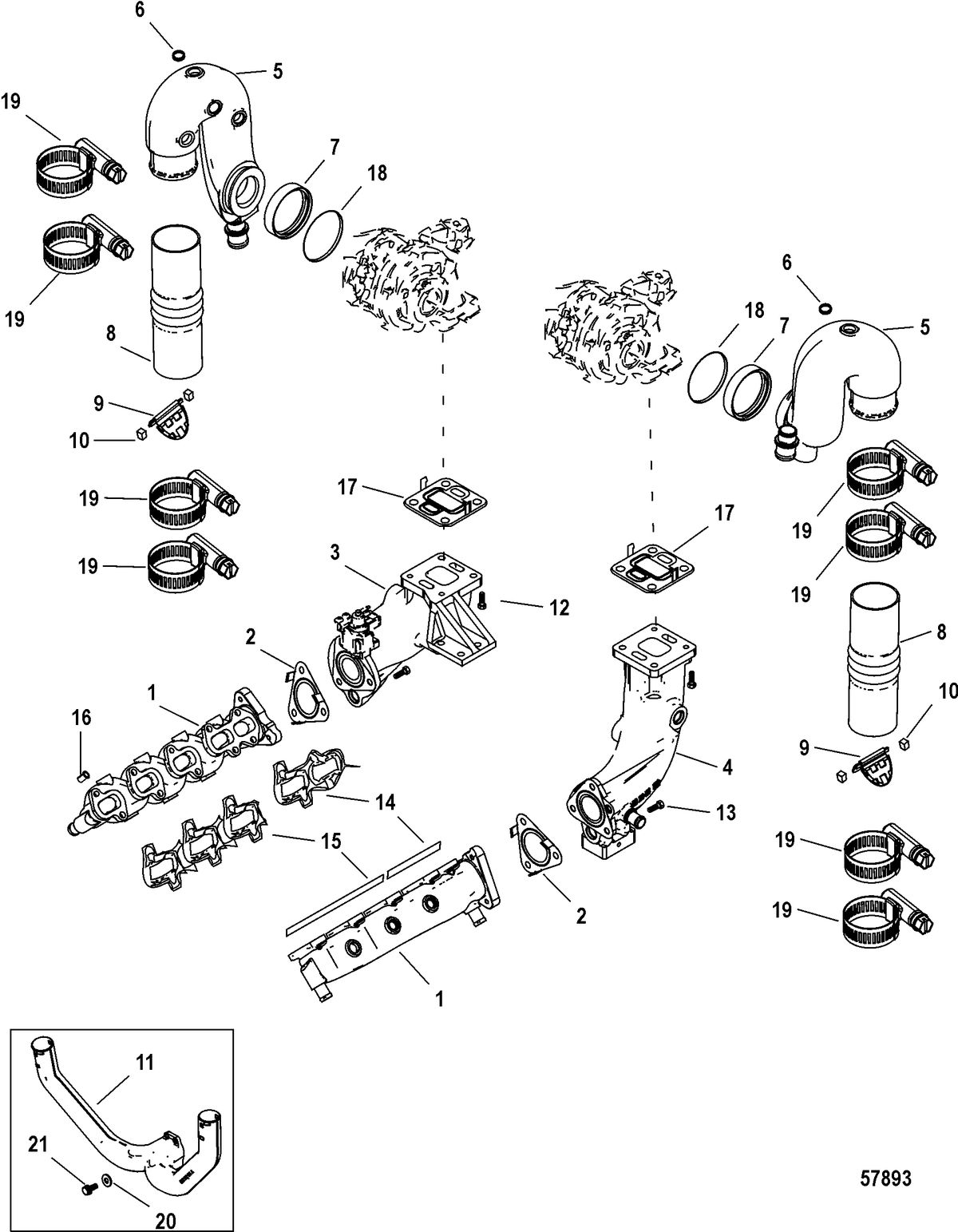 MERCRUISER 4.2L TDI EXHAUST COMPONENTS