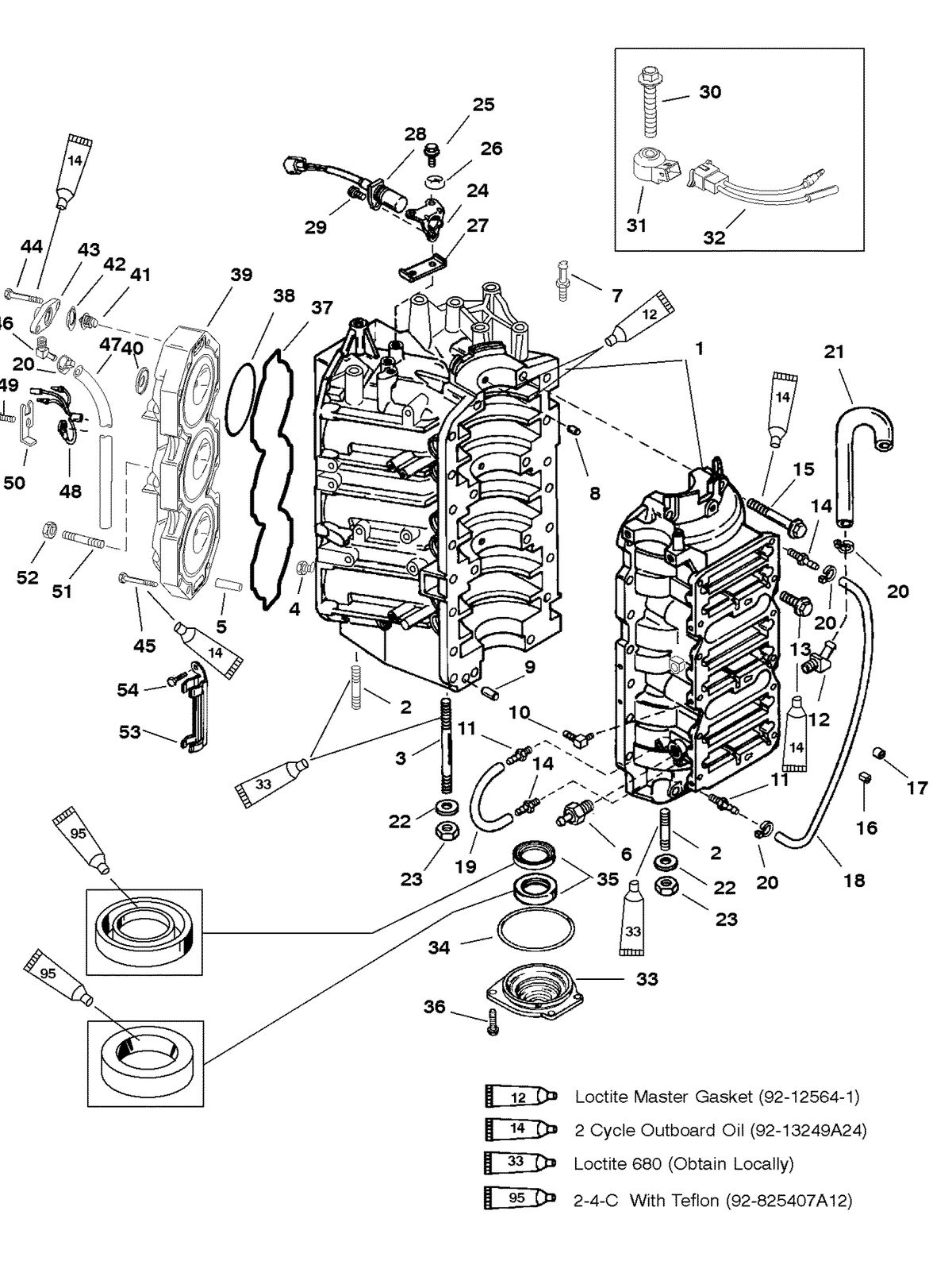 MERCURY/MARINER 200 DFI 3.0L CYLINDER BLOCK AND END CAP