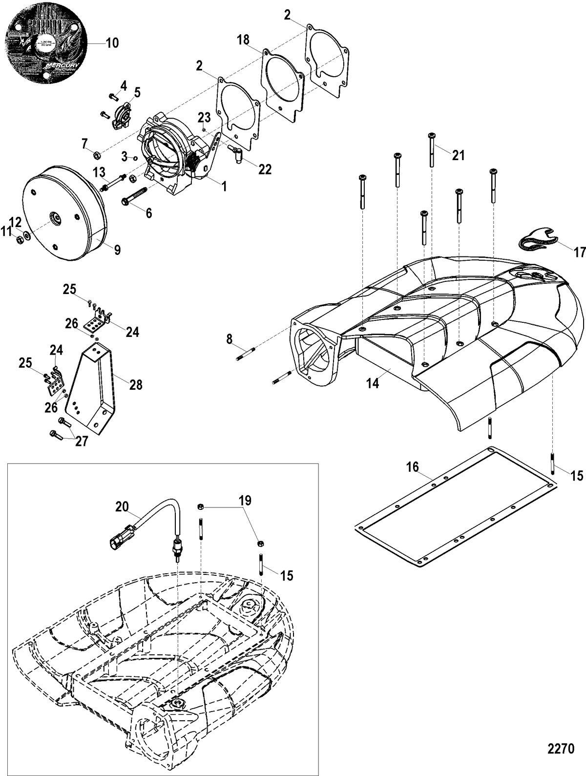MERCRUISER BLACK SCORPION Throttle Body And Air Plenum