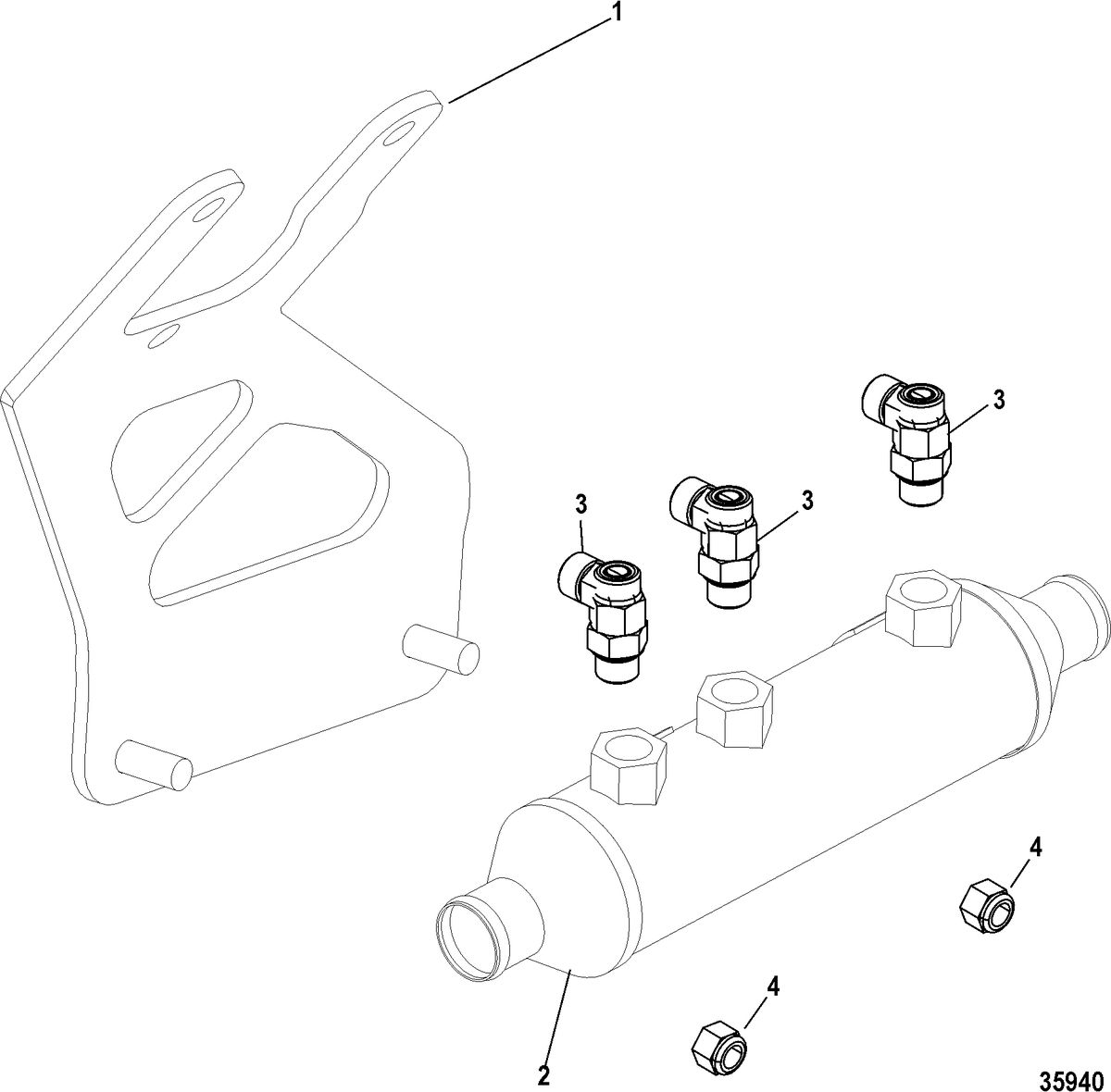 MERCRUISER 496 MAG STERNDRIVE EC AXIUS Steering, Oil Cooler and Bracket, Gen I