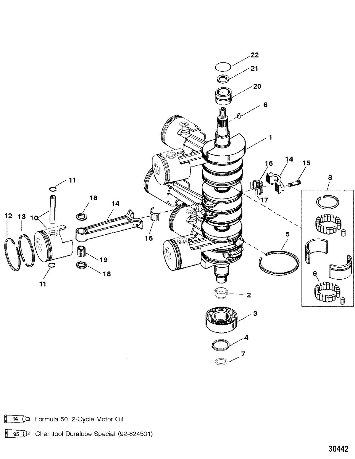 MERCURY/MARINER 200/225 (3.0L DFI) CRANKSHAFT, PISTONS - AND CONNECTING RODS