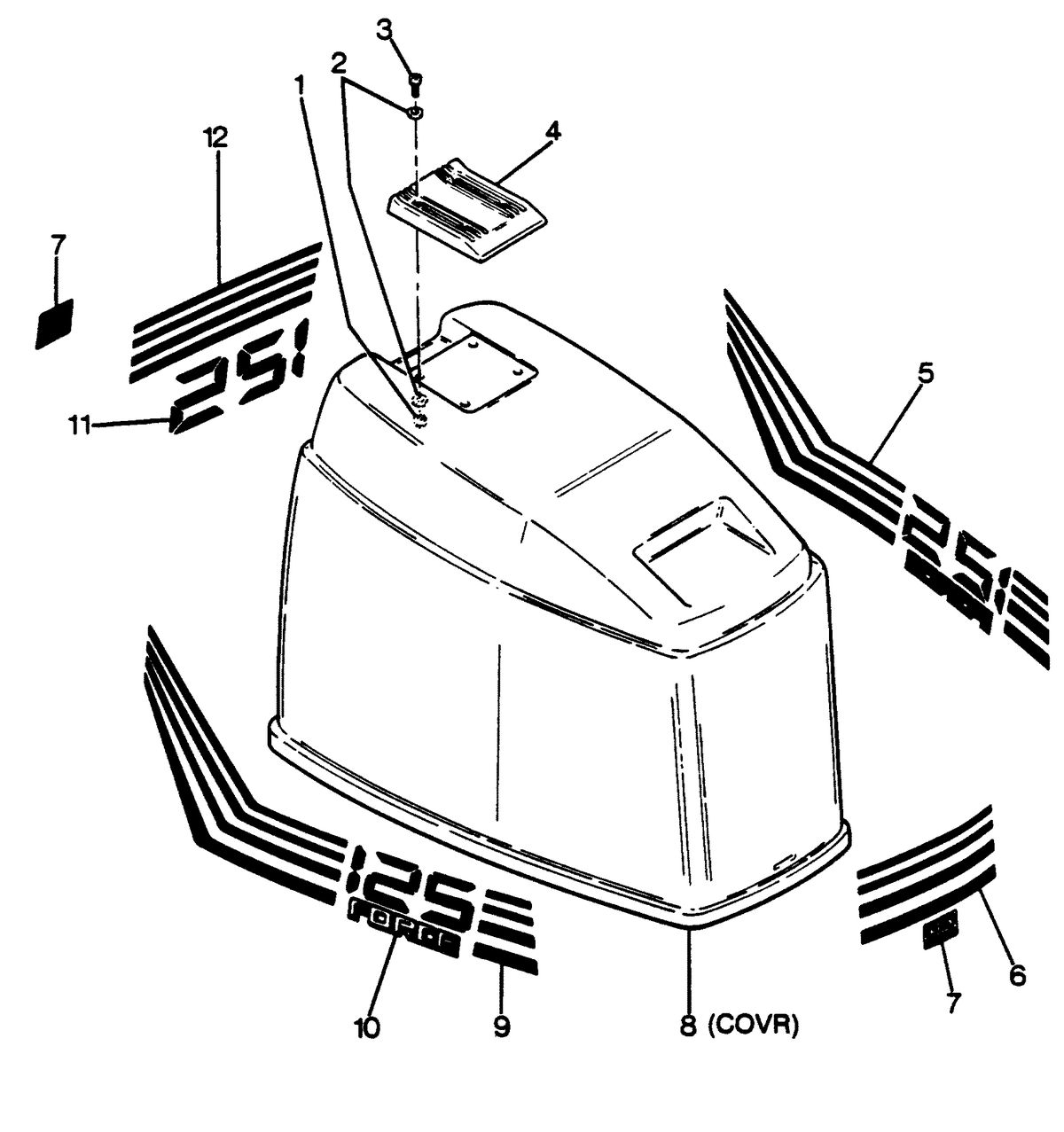 FORCE FORCE 1988 125 HP "A" MODELS ENGINE COVER FORCE MODELS
