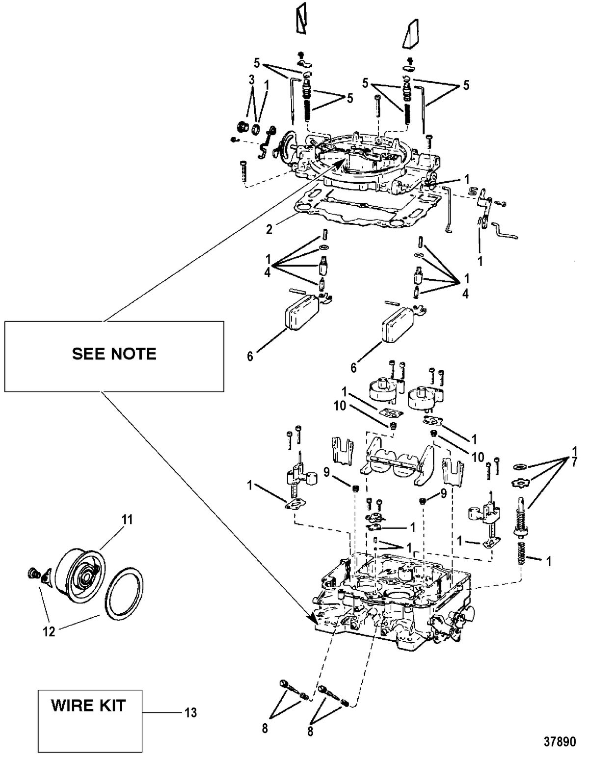 MERCRUISER 7.4L BRAVO I, II, III, ENGINE CARBURETOR(WEBER)