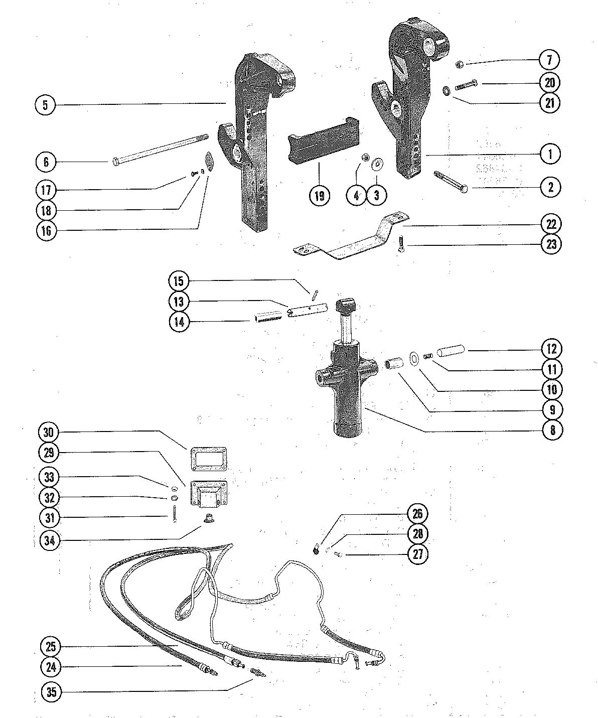 MERCURY MERC V-225 TRANSOM BRACKETS