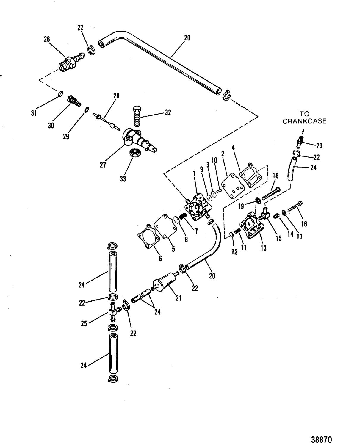 MERCURY/MARINER 75 HP FUEL PUMP AND FUEL LINES(SQUARE FUEL PUMP)