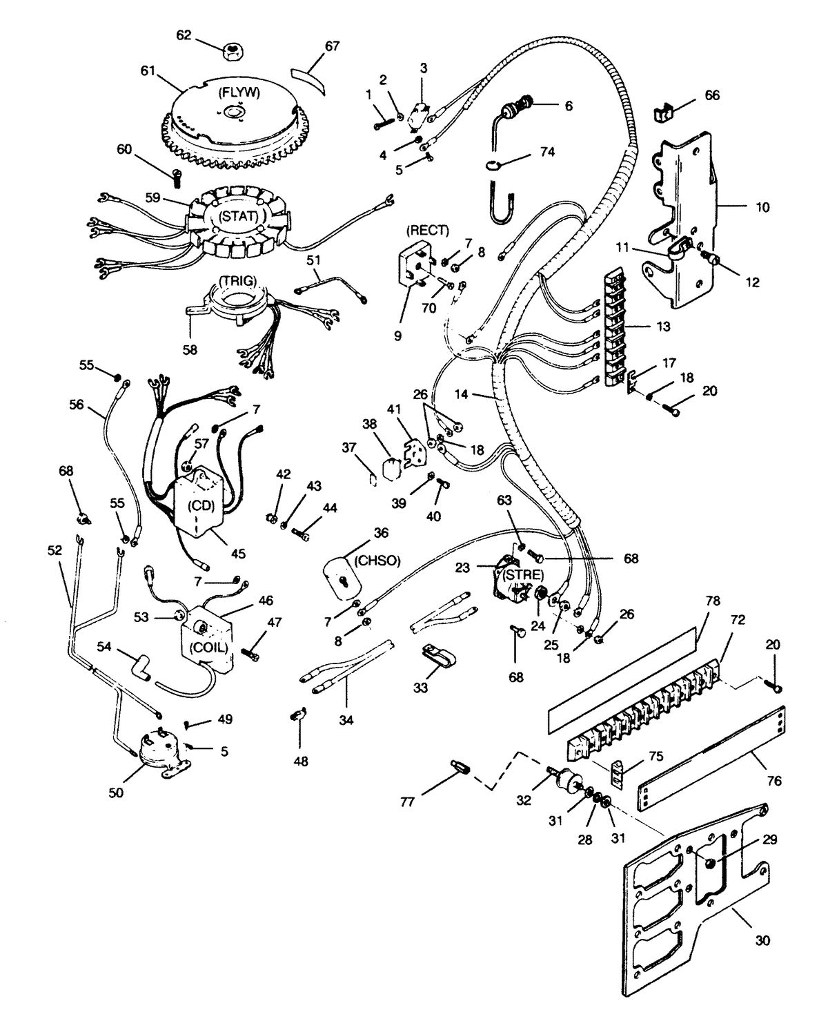 FORCE FORCE 1991 90 H.P. "C" MODELS ELECTRICAL COMPONENTS