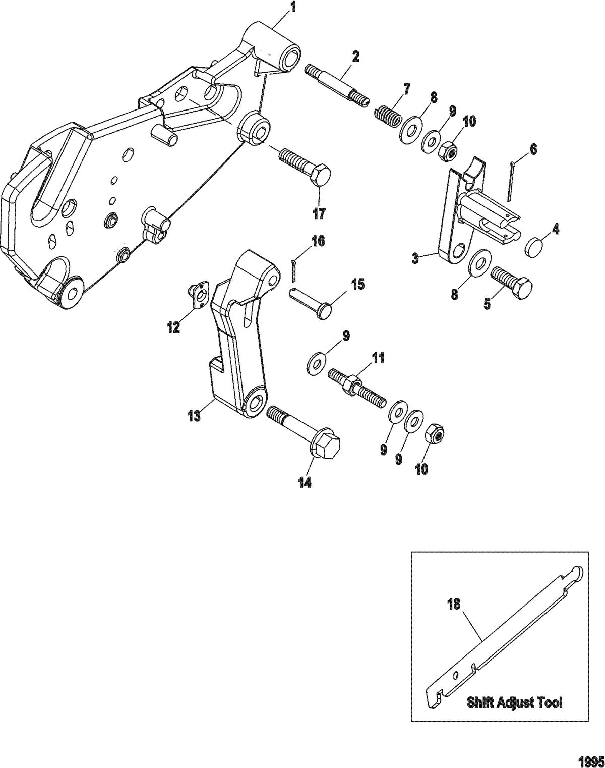 MERCRUISER 5.0L / 5.7L STERNDRIVE Shift Bracket(Bravo Engines)(SN-0M659999 and Below)