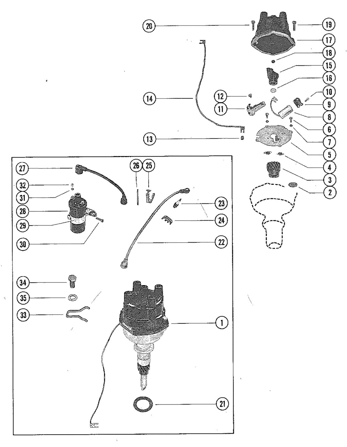 MERCRUISER 470 ENGINE DISTRIBUTOR ASSEMBLY AND COIL