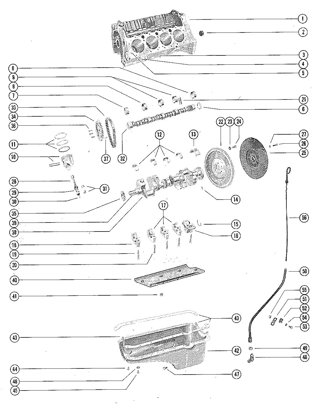 MERCRUISER 270 ENGINE CYLINDER BLOCK, PISTONS AND CRANKSHAFT