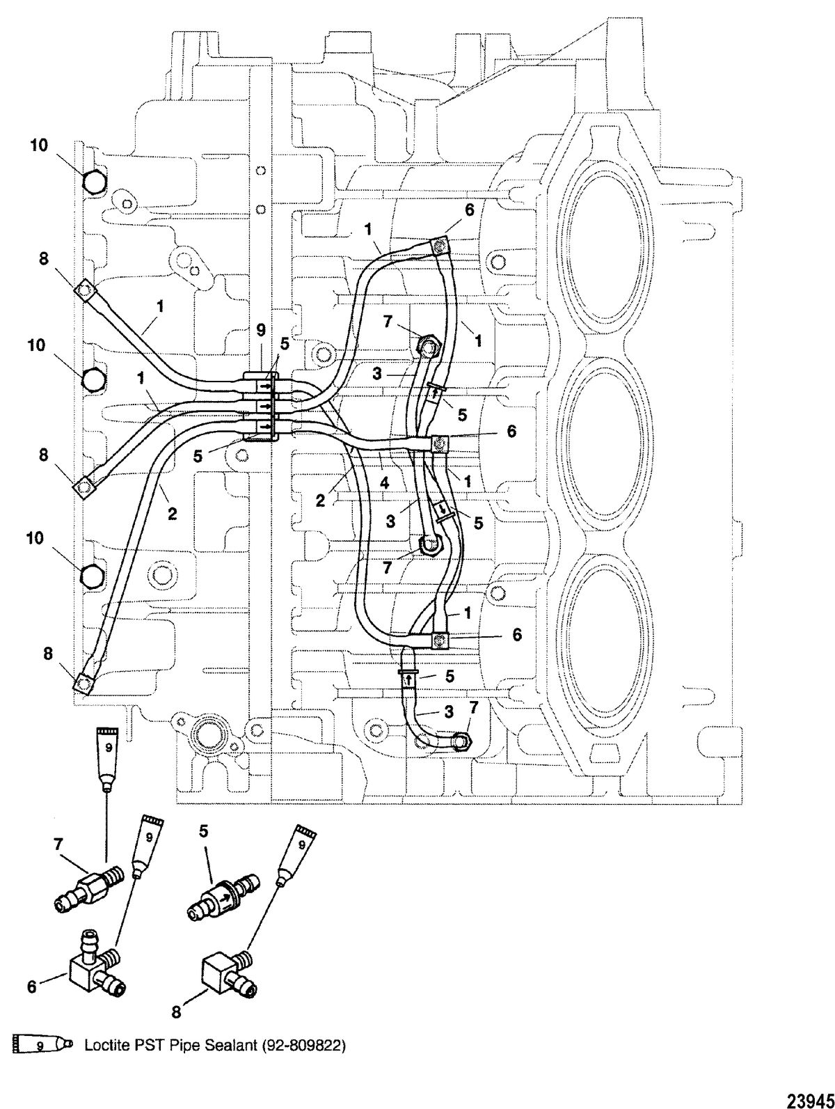 MERCURY/MARINER 225 AND 225 SEAPRO/MARATHON (3.0L CARB) BLEED SYSTEM(PORT) (S/N-0G437999 & BELOW)