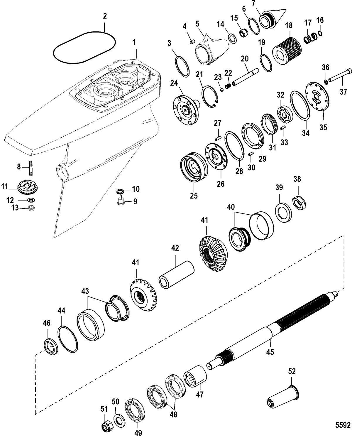 RACE STERNDRIVE SSM/DRY SUMP DRIVES AND TRANSOMS Gear Housing Assembly(Dry Sump Six/NXT1 - Propshaft)