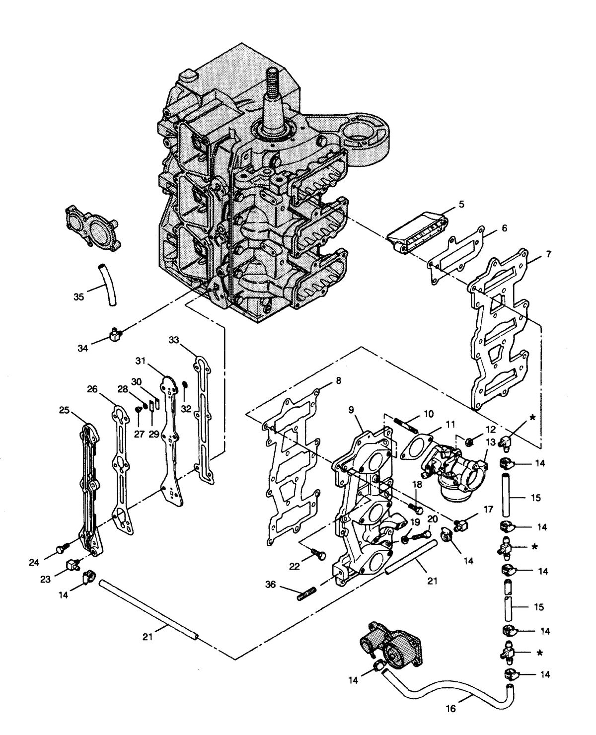 FORCE FORCE 1991 90 H.P. "D" MODEL L-DRIVE REED PLATE AND RECIRCULATION SYSTEM