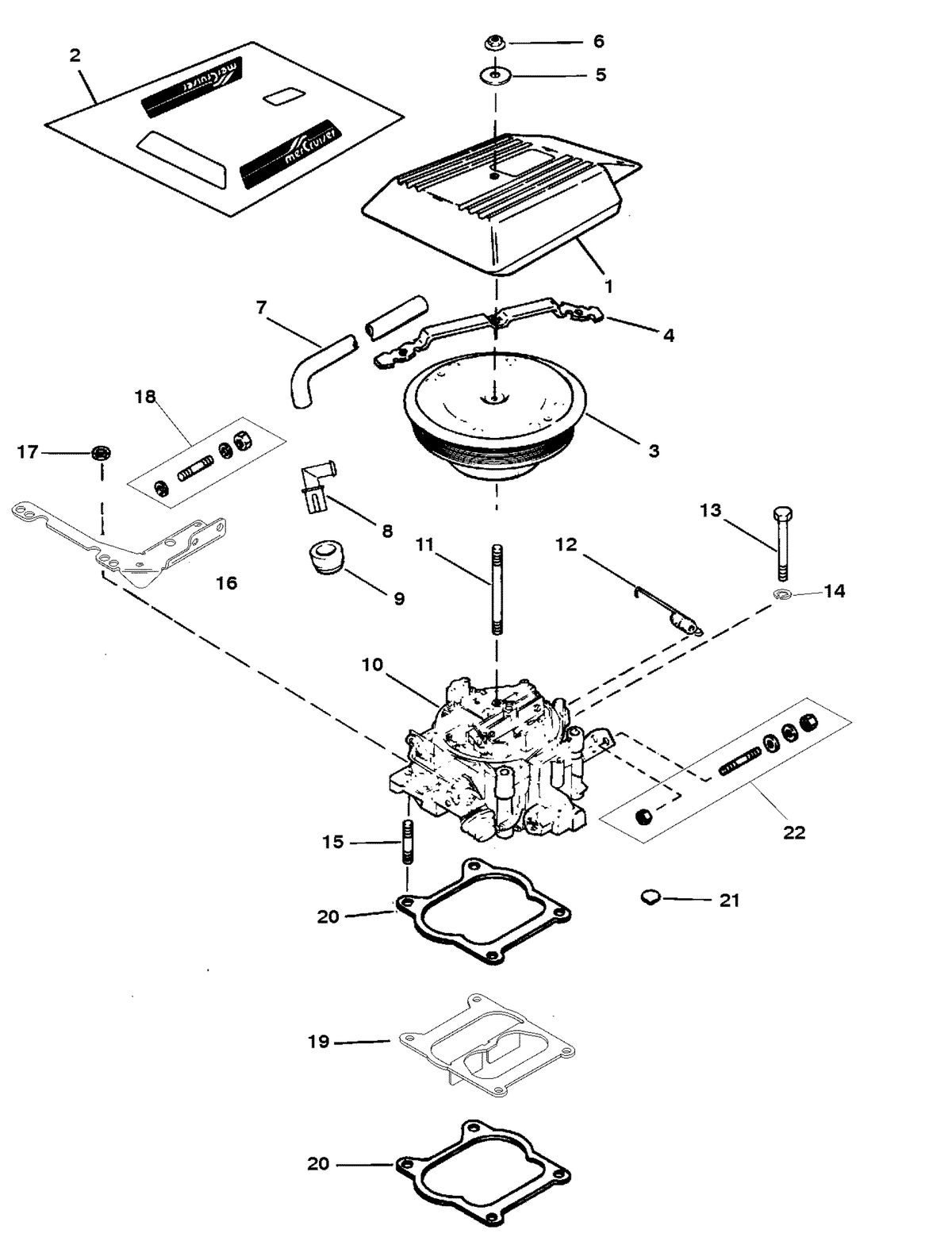 MERCRUISER MIE 5.7L INBOARD CARBURETOR/THROTTLE LINKAGE (4 BARREL)