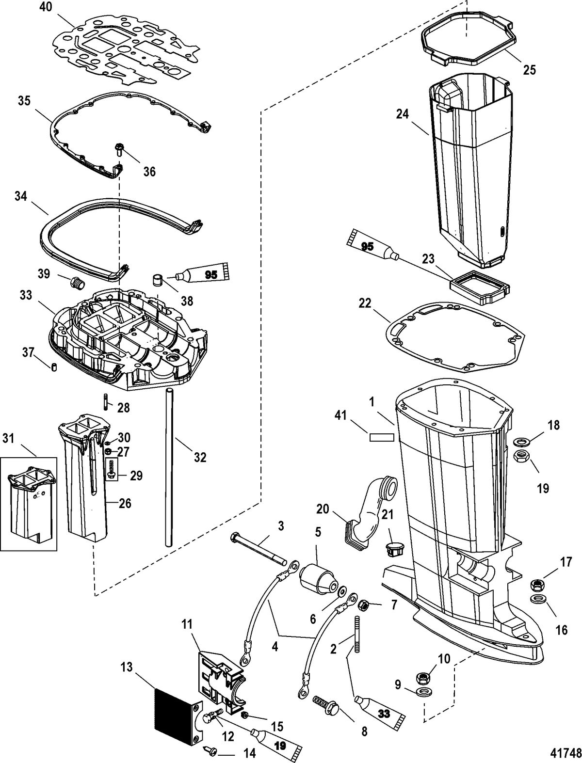 MERCURY/MARINER 150/200 EFI (2.5L) Driveshaft Housing and Exhaust Tube
