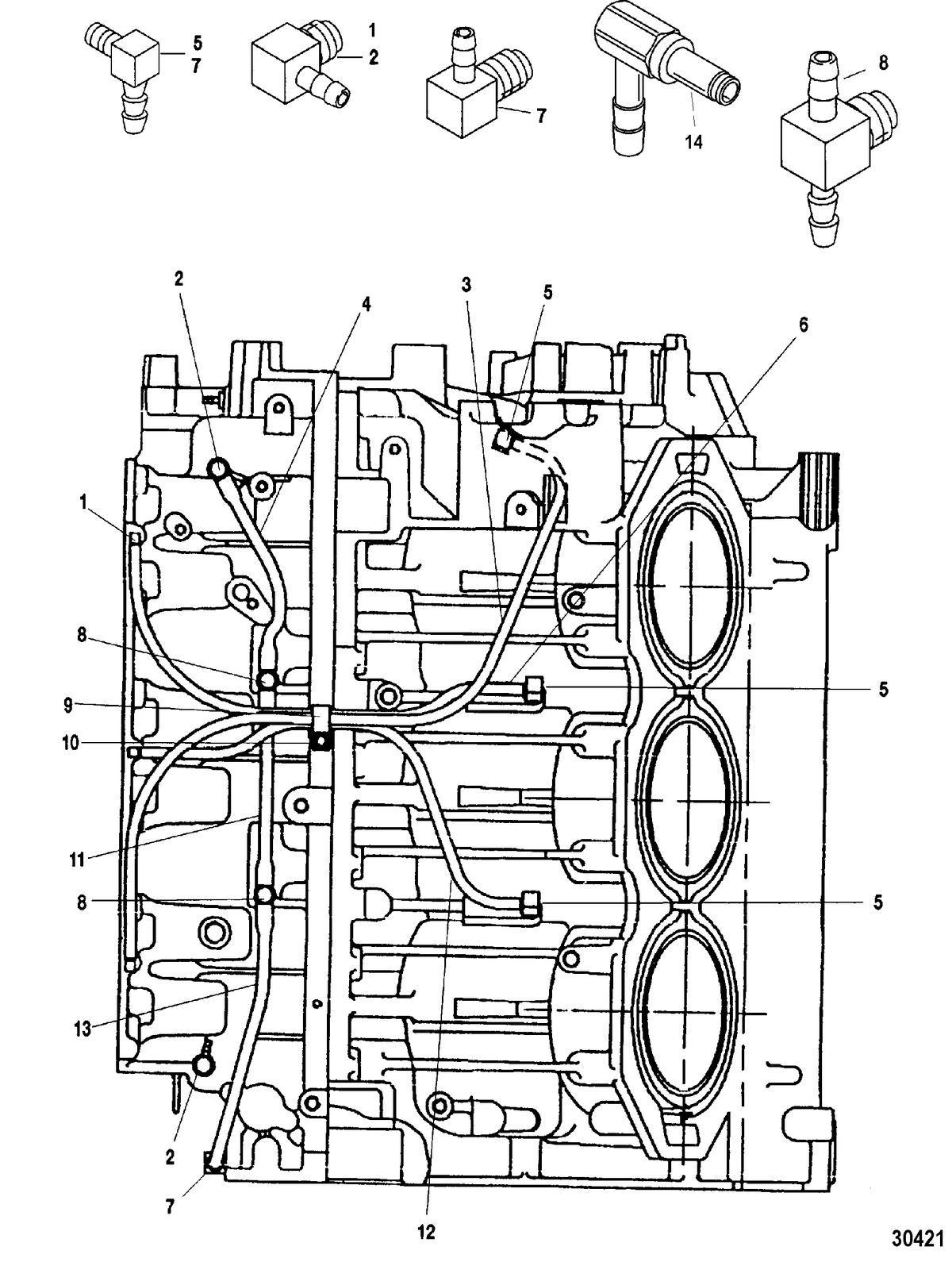 MERCURY/MARINER 200/225 (3.0L DFI) PORT CENTER MAIN OILING SYSTEM