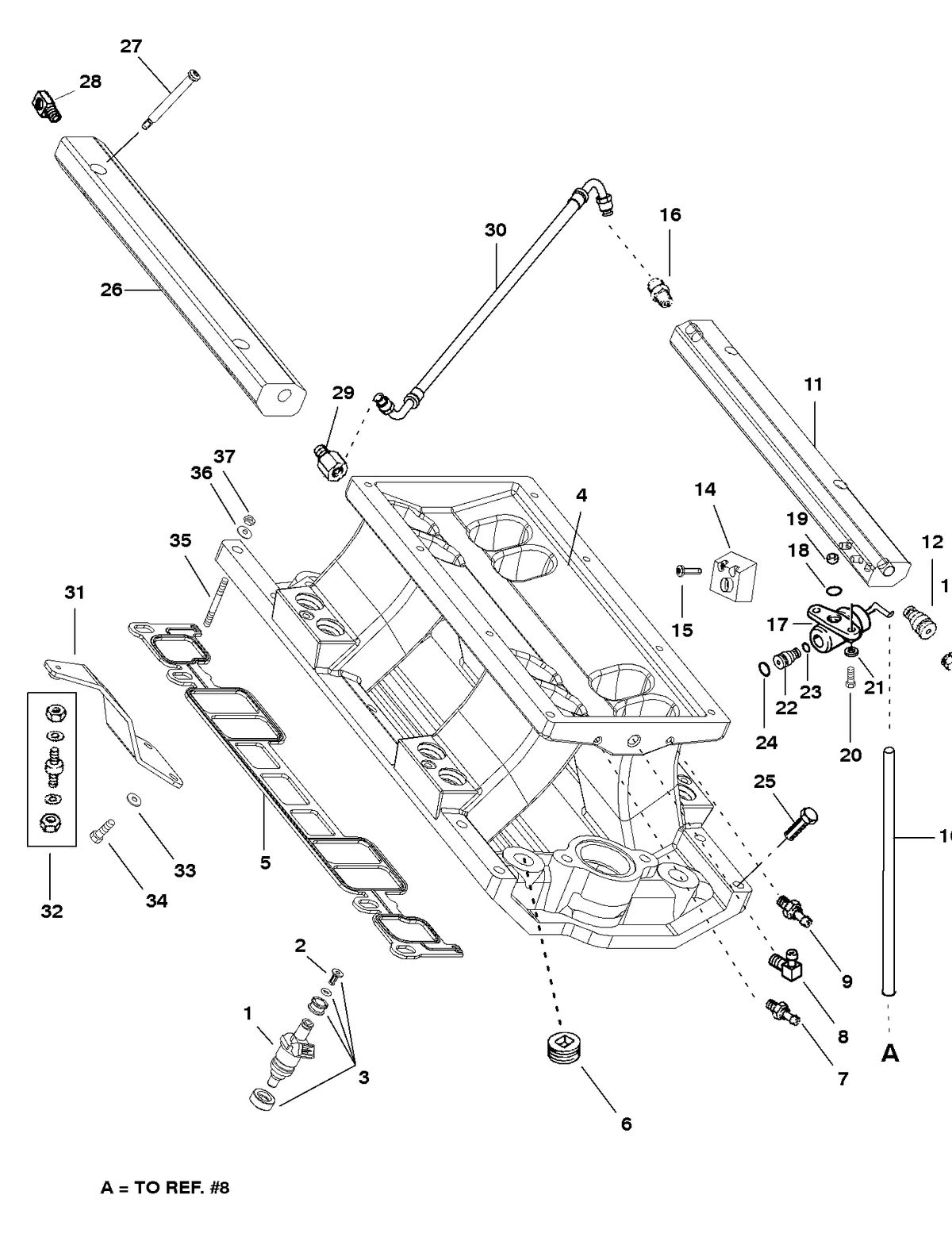 MERCRUISER 350 MAGNUM BRAVO (EFI-MP GEN+) INTAKE MANIFOLD AND FUEL RAILS