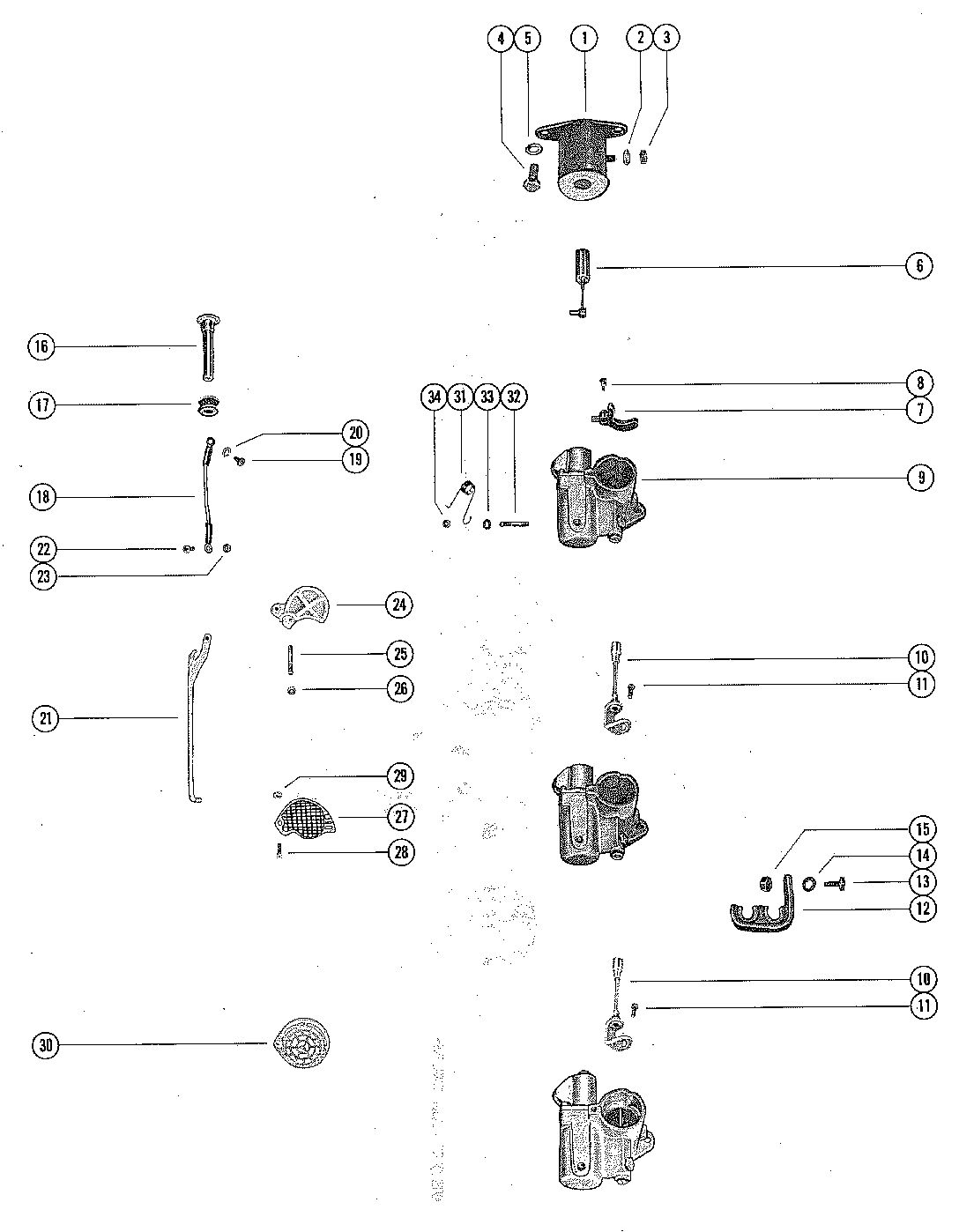 MERCURY MERC 1000BP /1250BP CARBURETOR LINKAGE AND CHOKE SOLENOID