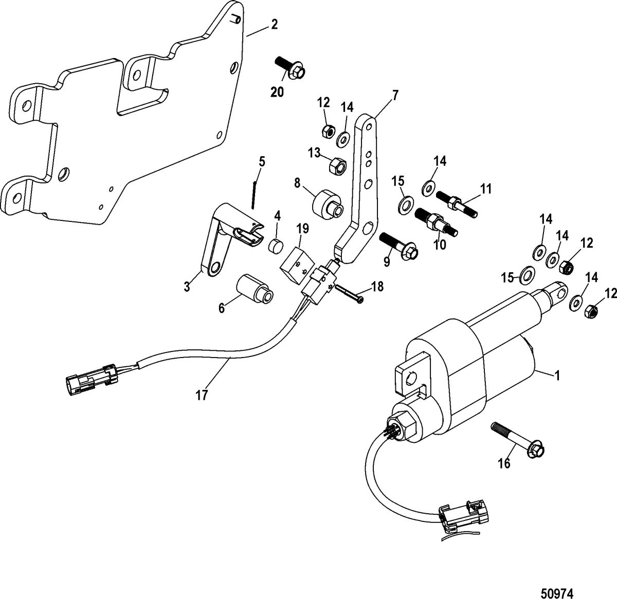 MERCRUISER 8.2 MAG HO EC Shift Bracket, Digital Throttle and Shift