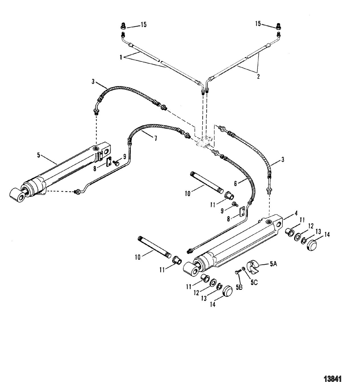 MERCRUISER ALPHA ONE GEN II STERNDRIVE AND TRANSOM ASSEMBLY Trim Cylinders And Hydraulic Hoses