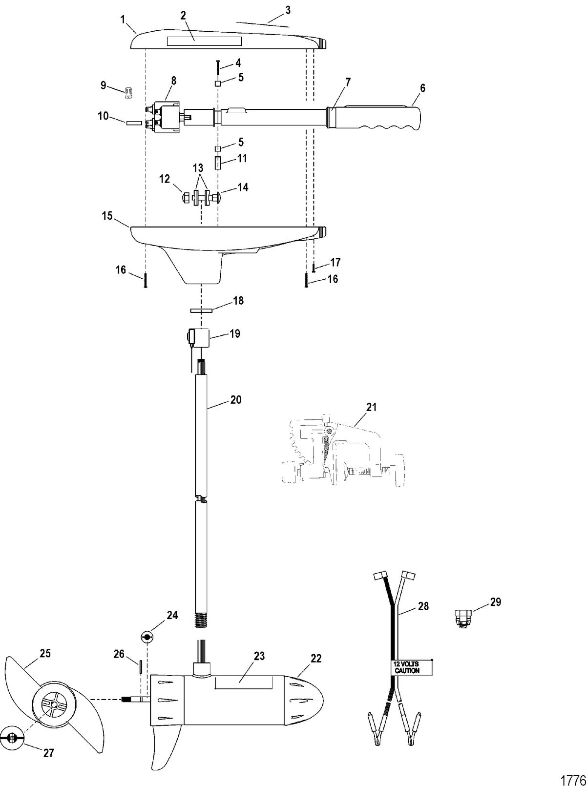 TROLLING MOTOR MOTORGUIDE TT THRUSTER SERIES Complete Trolling Motor(Model TT2500) (12 Volt)