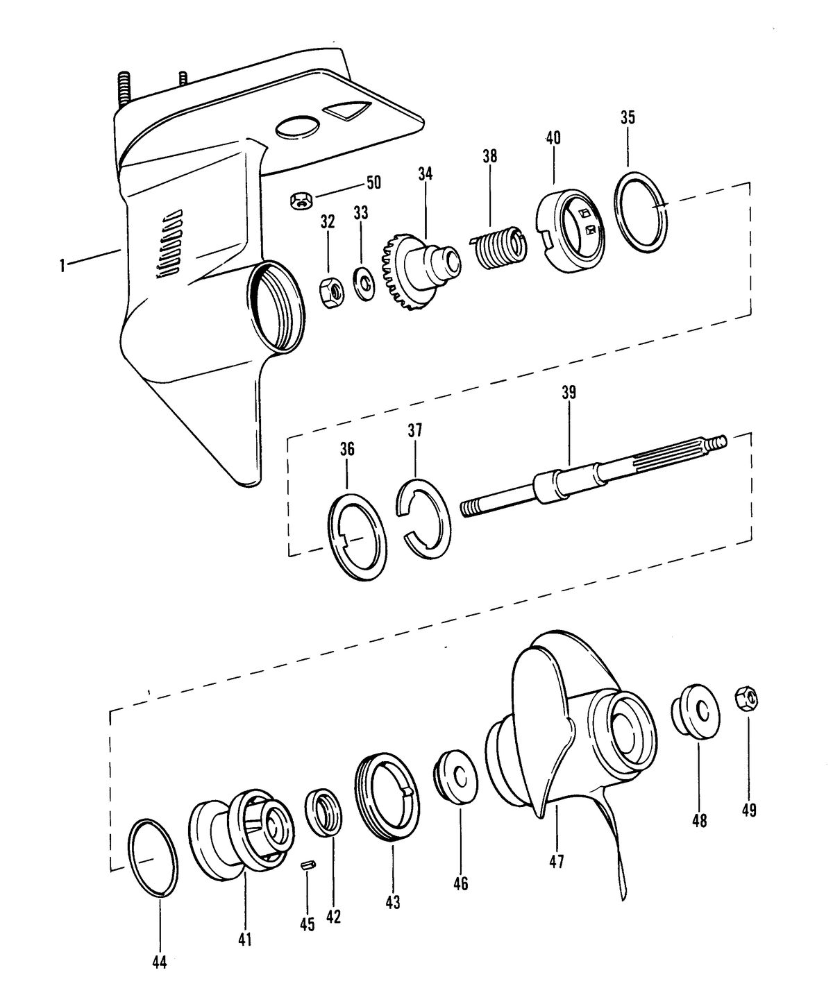 MERCURY MERC 3.5 H.P. GEAR HOUSING (PROPELLER SHAFT)