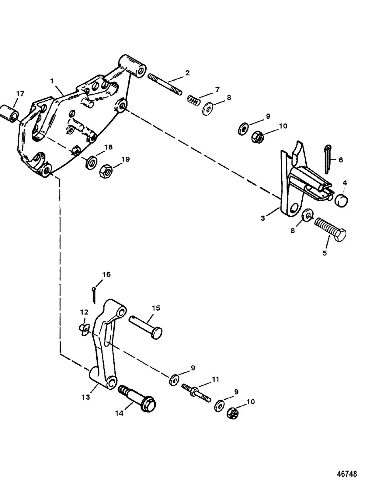 MERCRUISER 350 MAGNUM ALPHA (EFI-TBI) SHIFT BRACKET(BRAVO ENGINES)