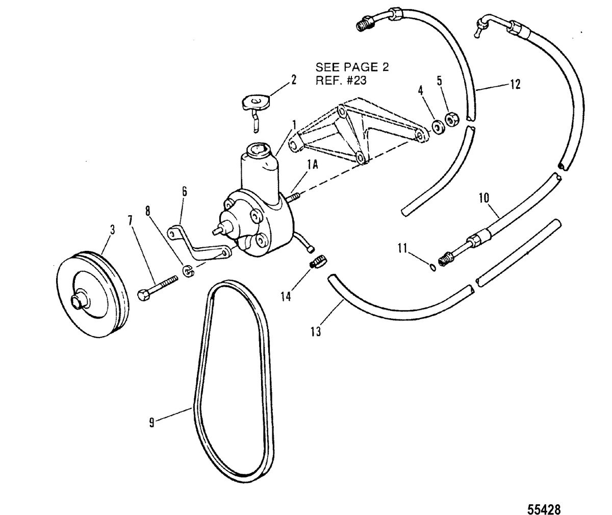 MERCRUISER 454 MAGNUM BRAVO ENGINE POWER STEERING COMPONENTS
