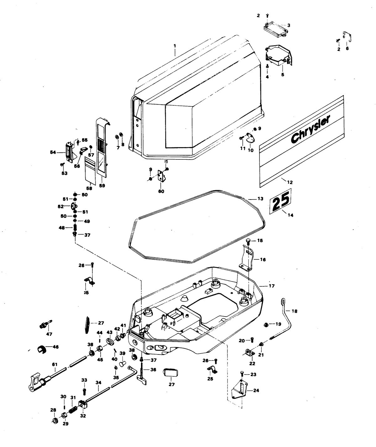 CHRYSLER 25 H.P. ENGINE COVER AND SUPPORT PLATE
