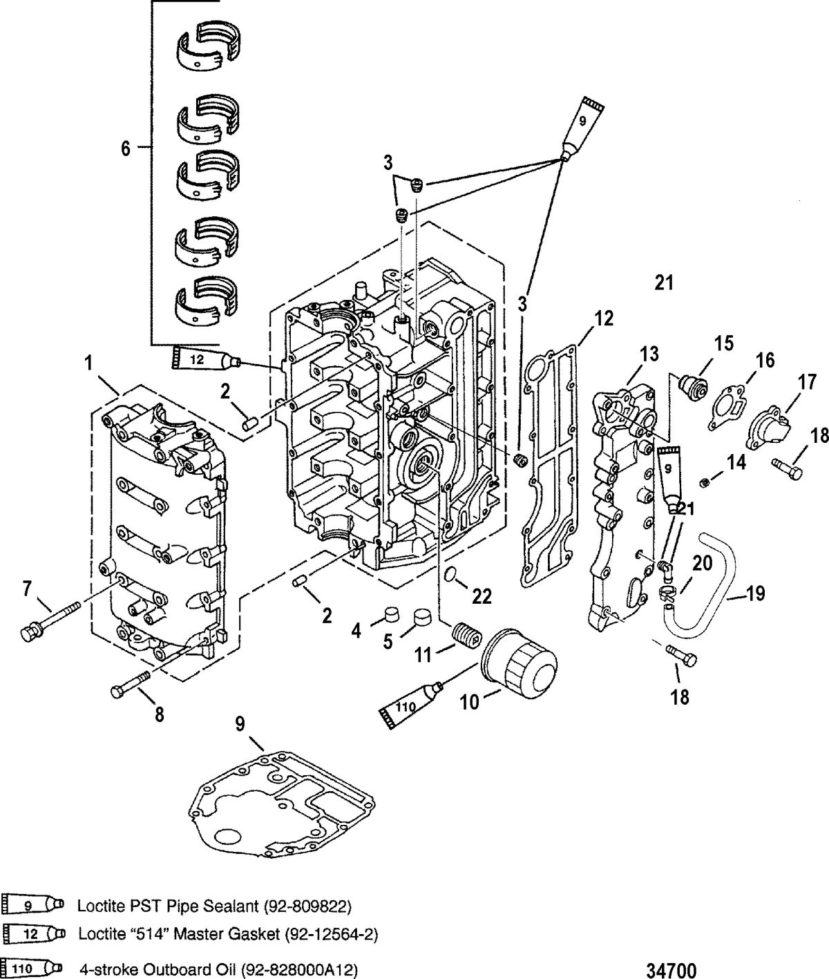 MERCURY/MARINER 40 ITALY/45 BODENSEE 50/50 BIGFOOT 4-STROKE Cylinder Block