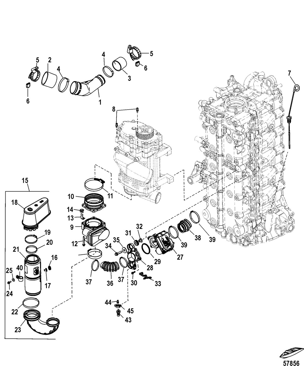 MERCURY/MARINER 200/225/250/275/300  VERADO (4-STROKE)(6 CYLINDER) Induction Components