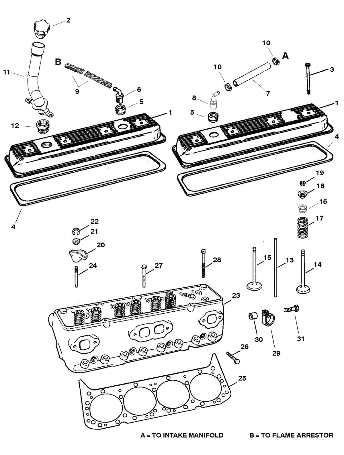 MERCRUISER 350 MAG MPI BRAVO CYLINDER HEAD AND ROCKER COVER