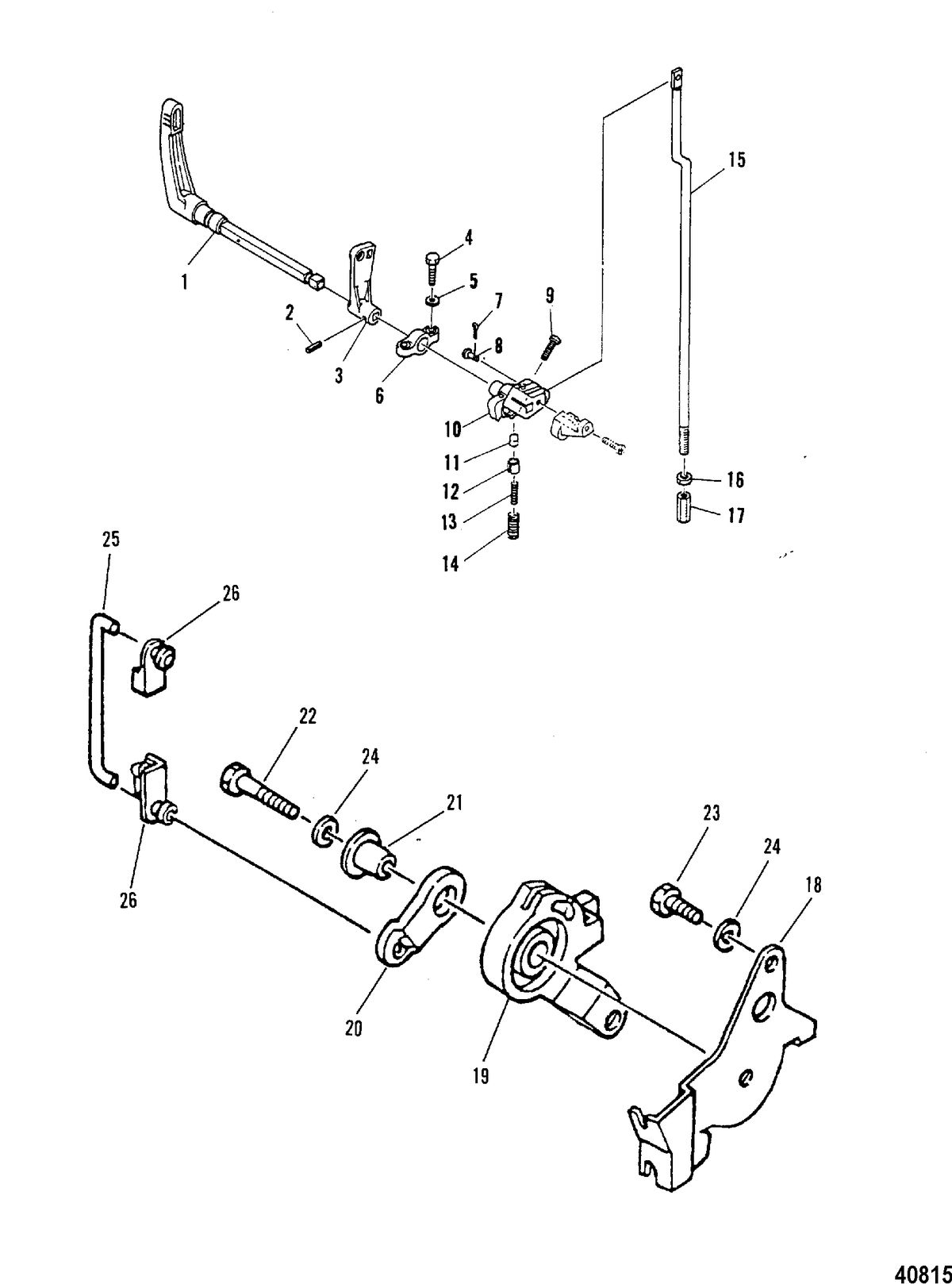 MARINER 40 H.P. W/MARATHON THROTTLE CONTROL/GEAR SHIFT LINKAGE