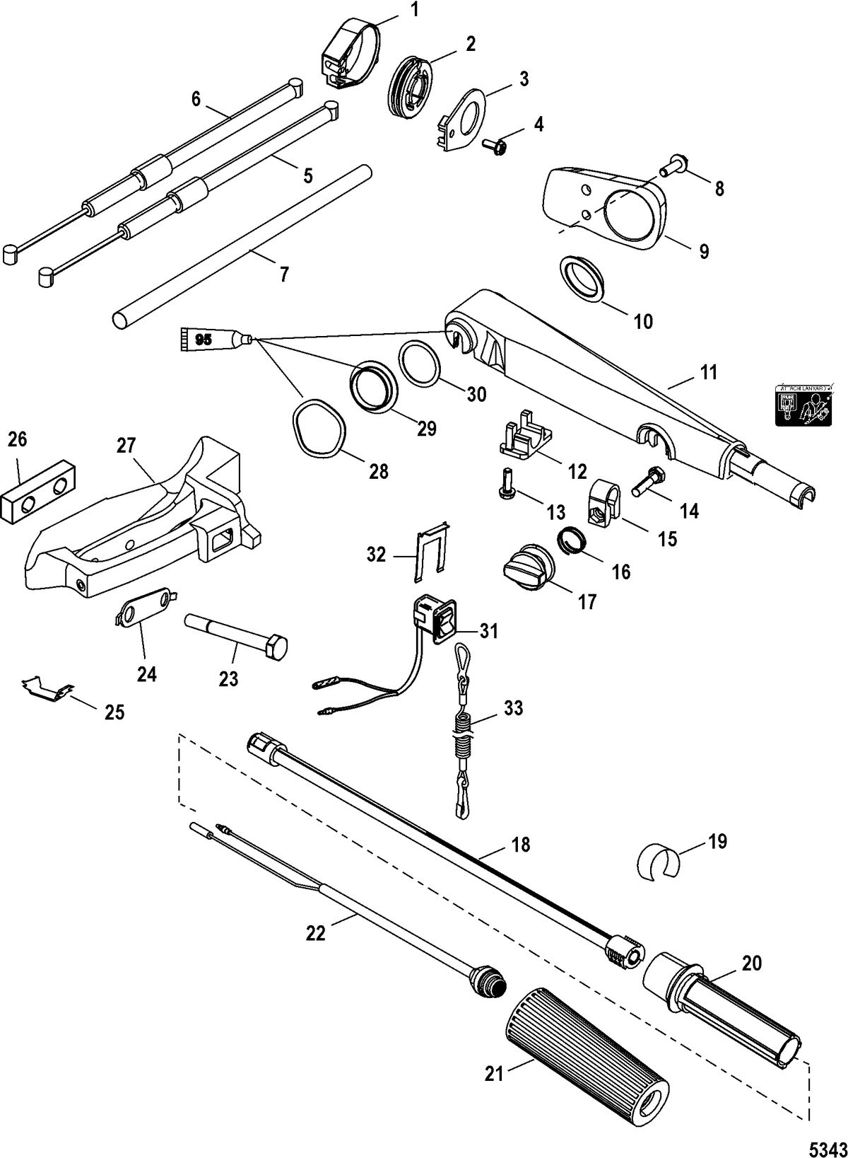 MERCURY/MARINER 40/50 JET 30 (3 CYLINDER) 2-STROKE Tiller Handle