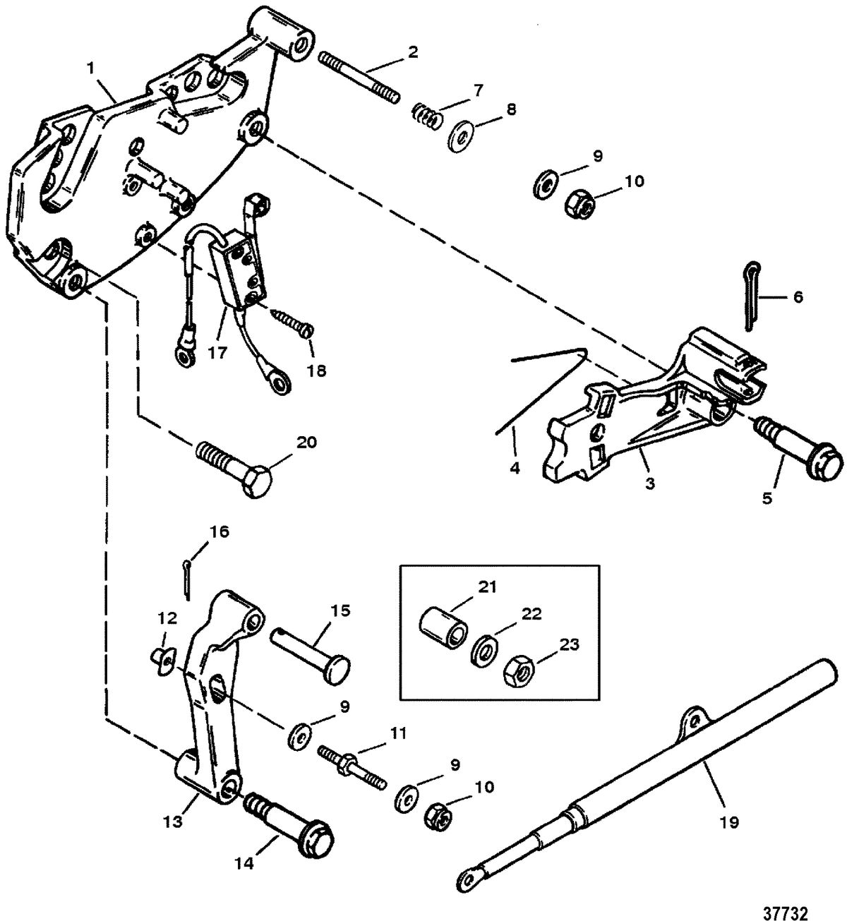 MERCRUISER 5.7L/LX 350 MAG ALPHA/BRAVO SHIFT BRACKET(ALPHA ENGINES)