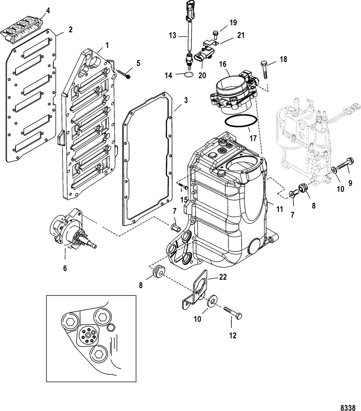 MERCURY/MARINER 135/150/175 DFI (2.5L) Air Handler Components