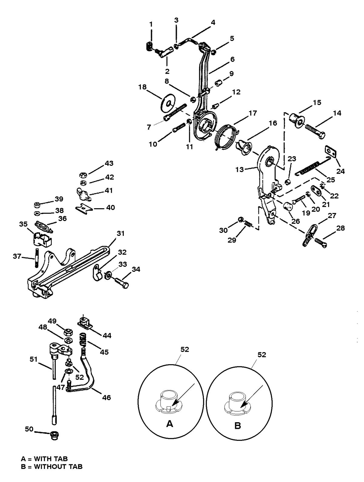 RACE OUTBOARD 2.5L (EFI) 2.5L (EFI-OFFSHORE) THROTTLE LEVER AND SHIFT SHAFT