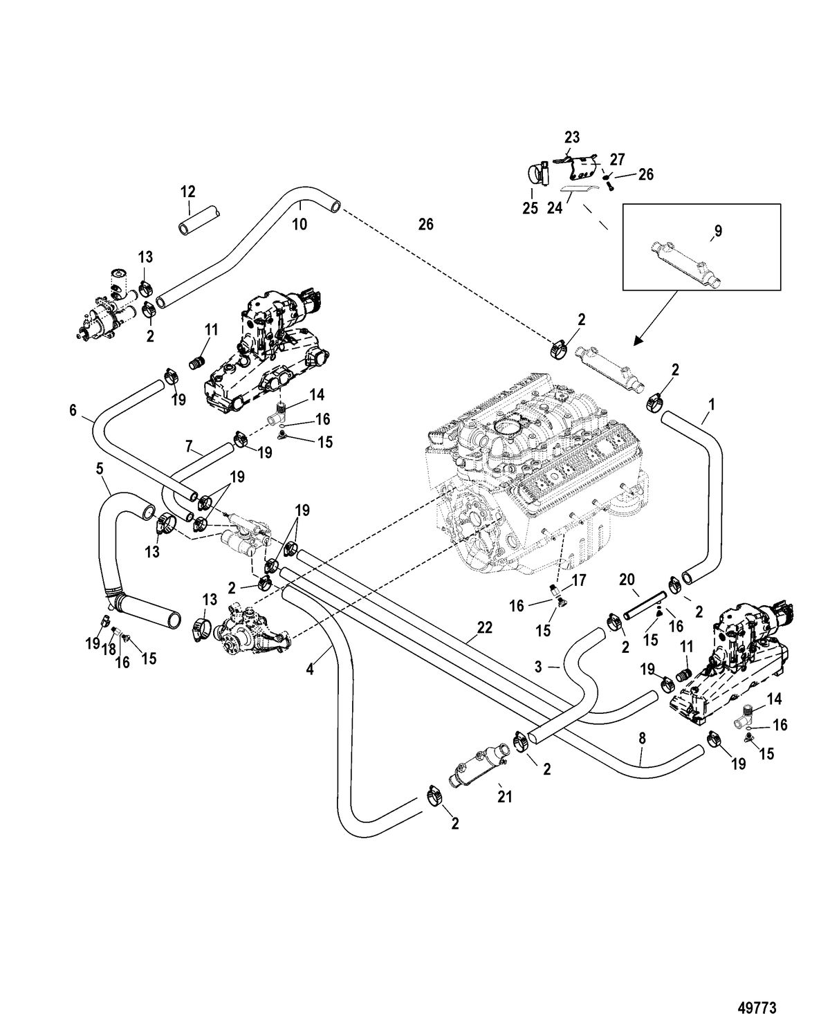 MERCRUISER 383 MAG 4V MIE REMAN Standard Cooling System