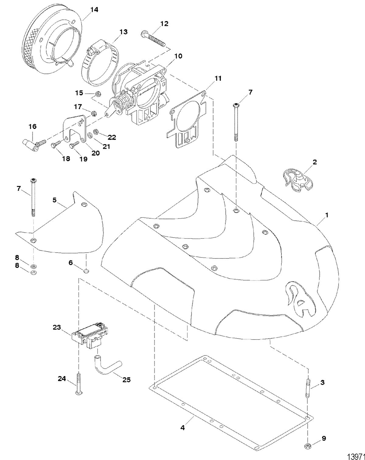 RACE STERNDRIVE SCORPION 377 Intake Plenum And Flame Arrestor